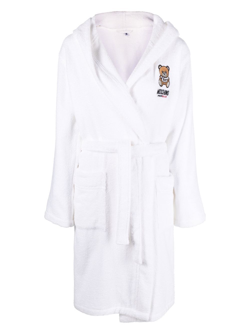 Moschino Teddy Bear 图案棉睡袍 - 白色
