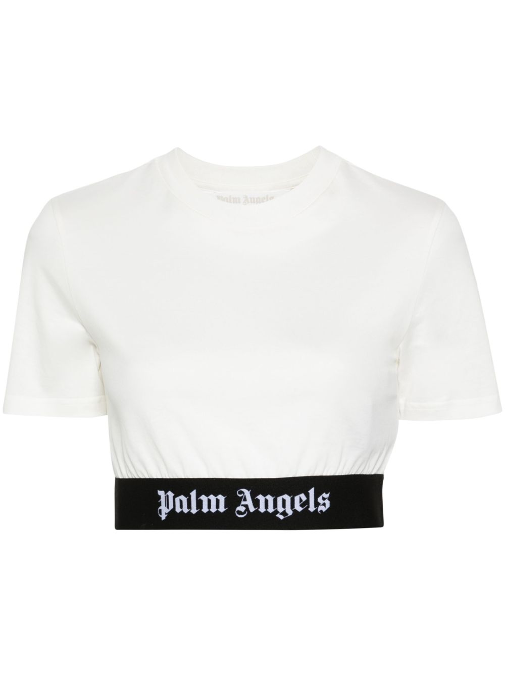 Palm Angels logo饰带短款T恤 - 白色