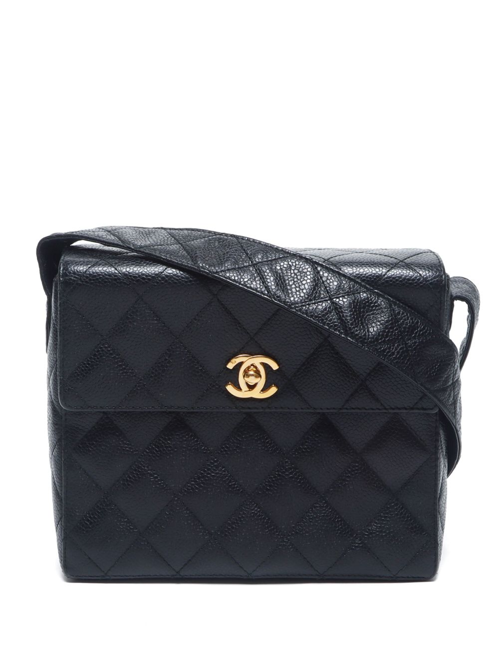 CHANEL Pre-Owned 菱纹绗缝单肩包（1985-1993年典藏款） - 黑色