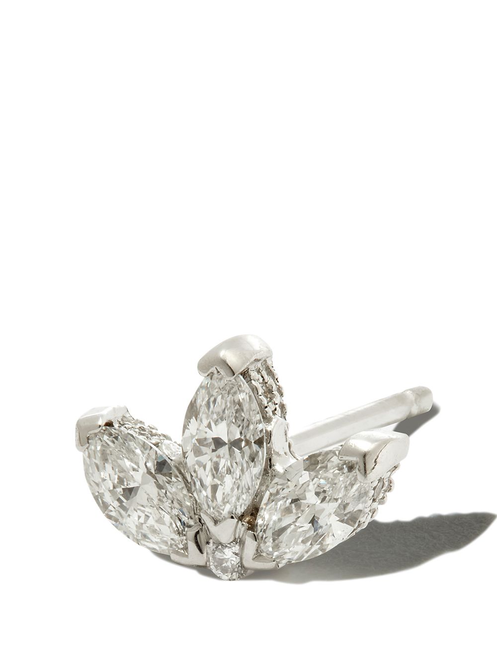 MARIA TASH Engraved Lotus 18K白金耳环 - 银色