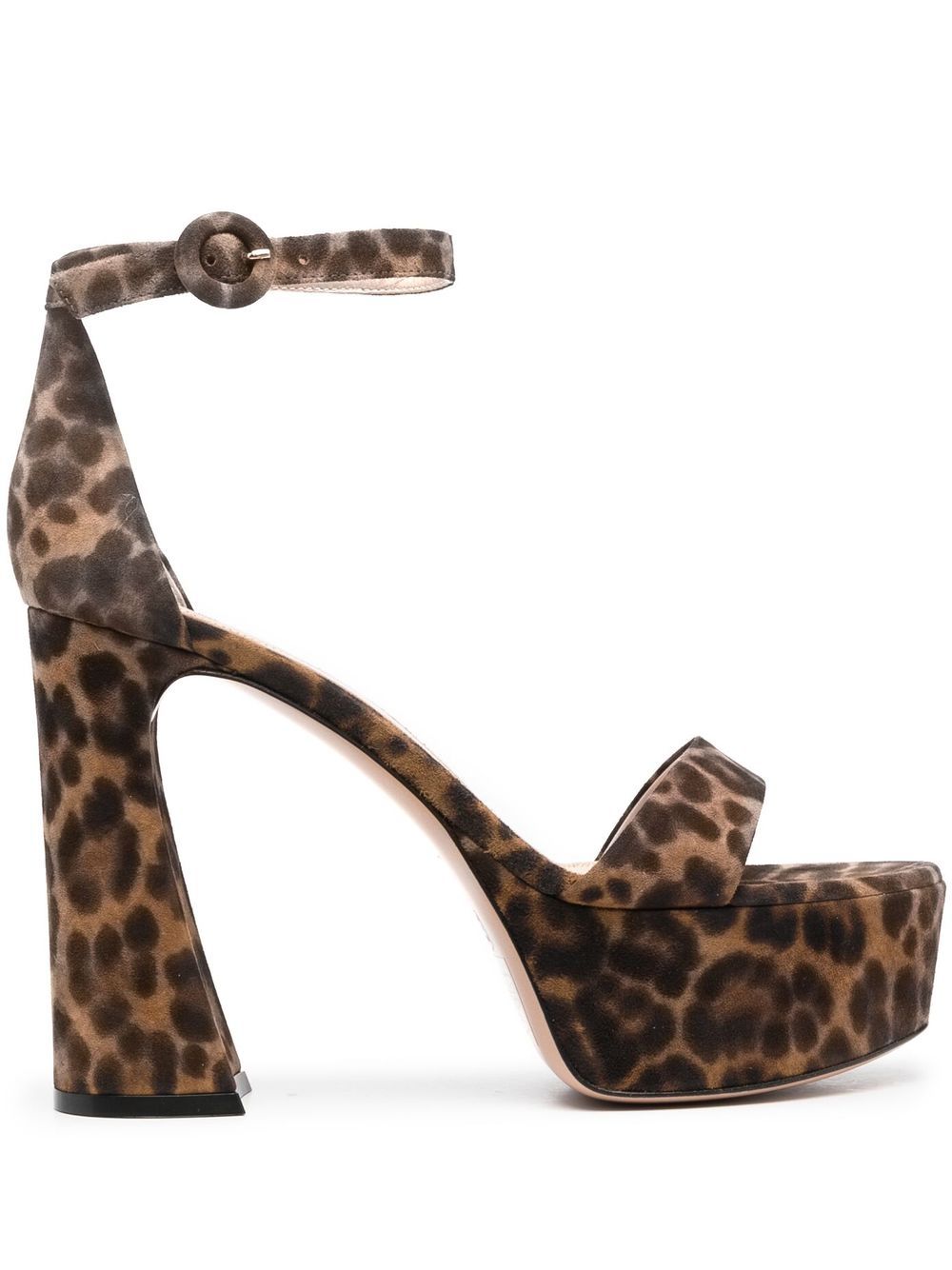 Gianvito Rossi Holly 豹纹高跟凉鞋 - 褐色