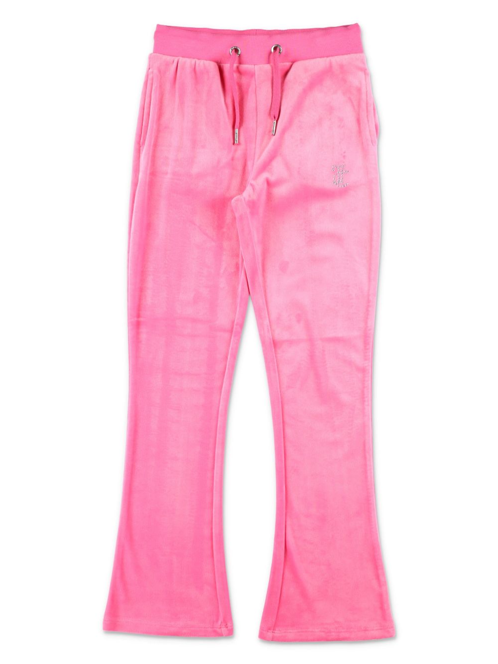 Juicy Couture Kids 人造钻石丝绒微喇运动裤 - 粉色
