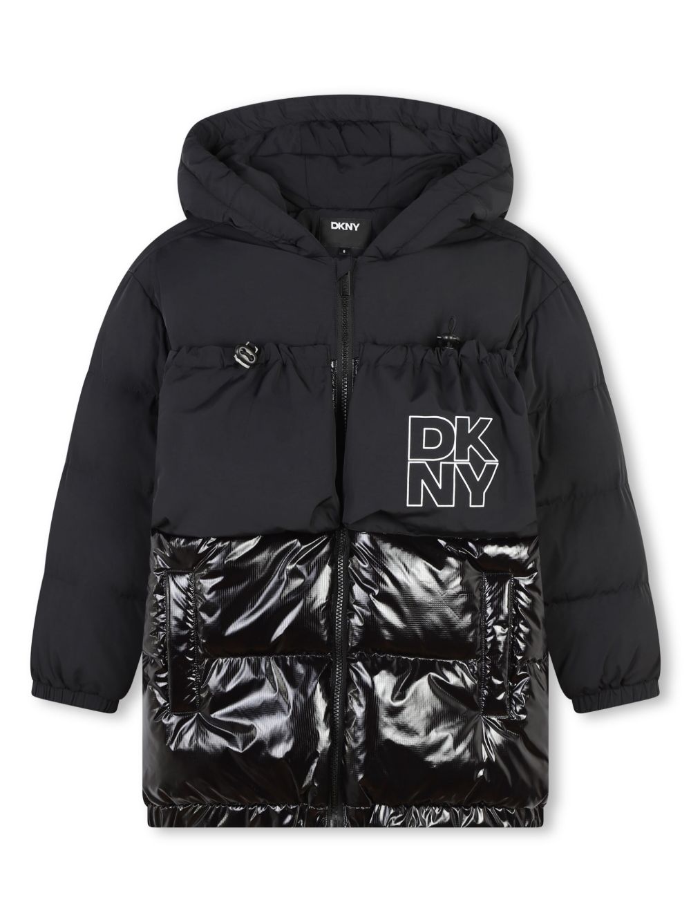Dkny Kids logo印花蓬松夹克 - 黑色