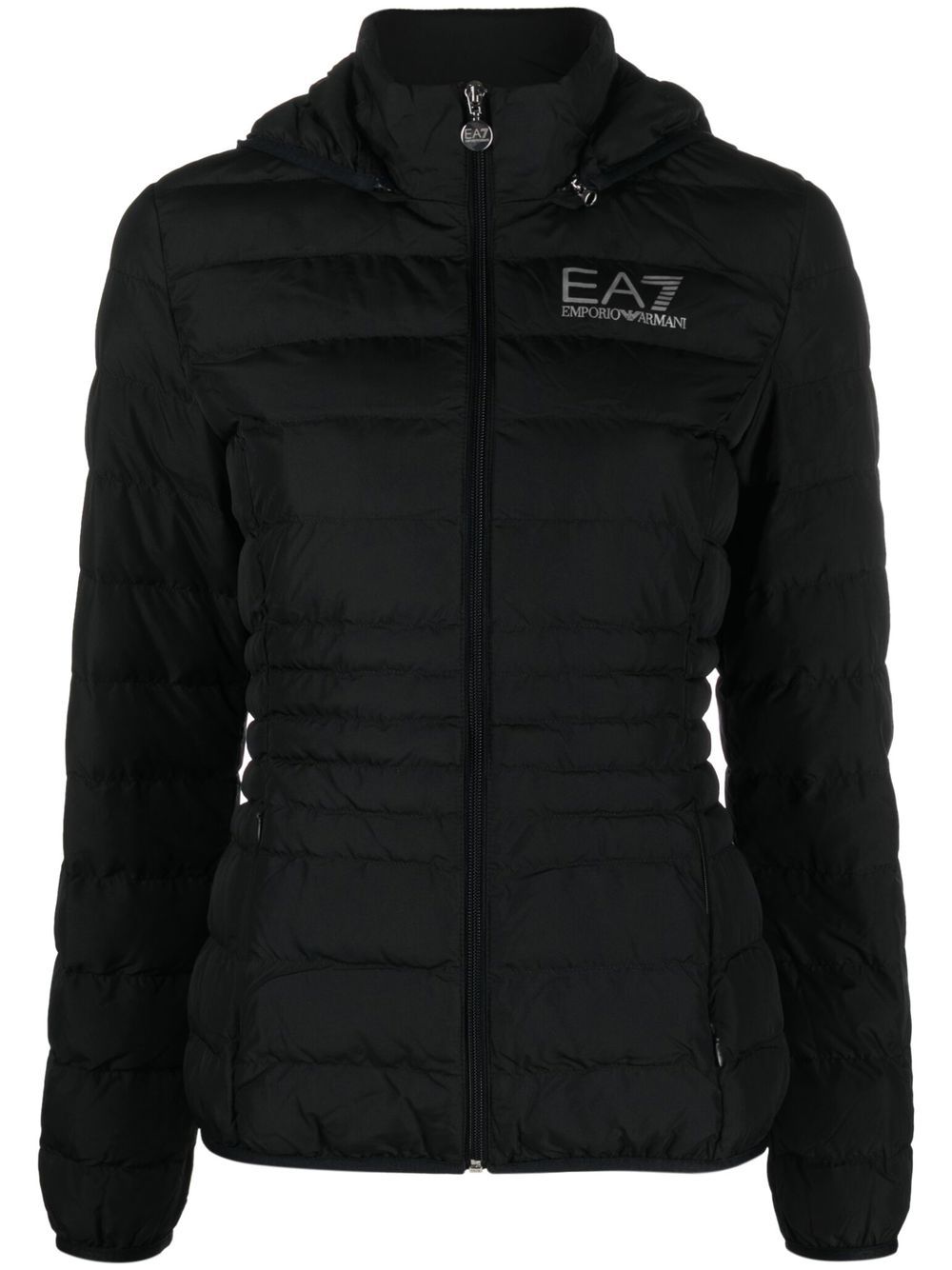 Ea7 Emporio Armani logo印花蓬松夹克 - 黑色