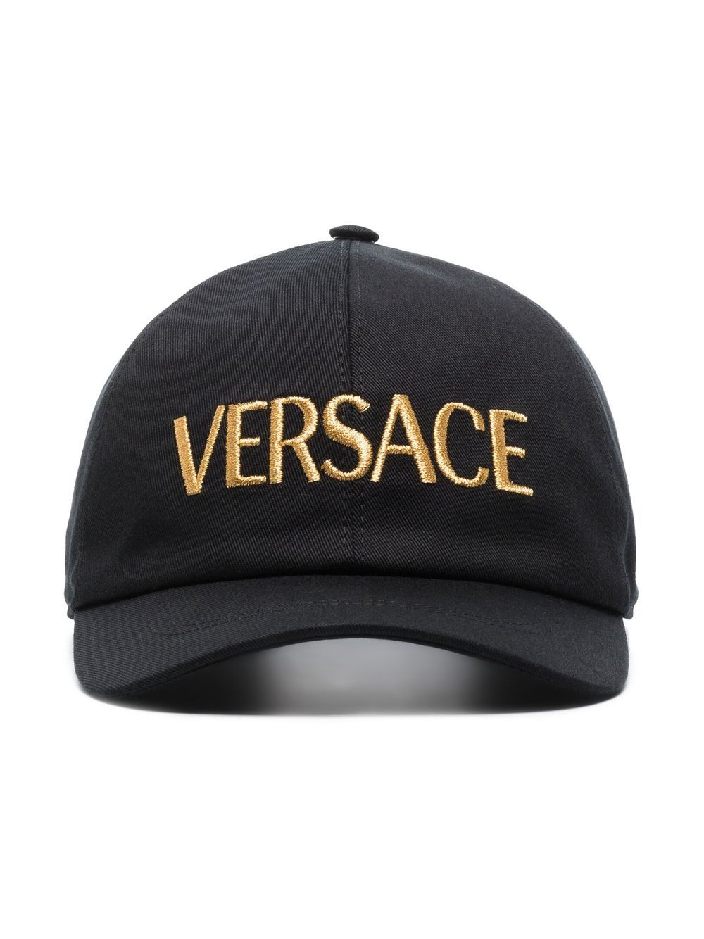 Versace 范思哲 logo刺绣棉棒球帽 - 黑色