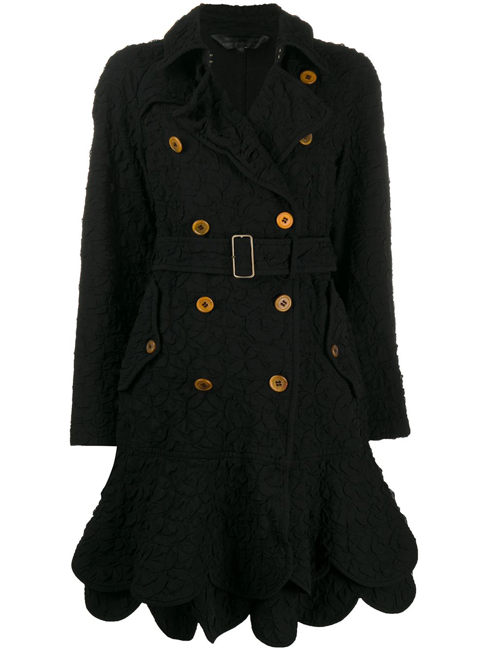 Comme Des Garçons Pre-Owned 双排扣绗缝大衣 - 黑色