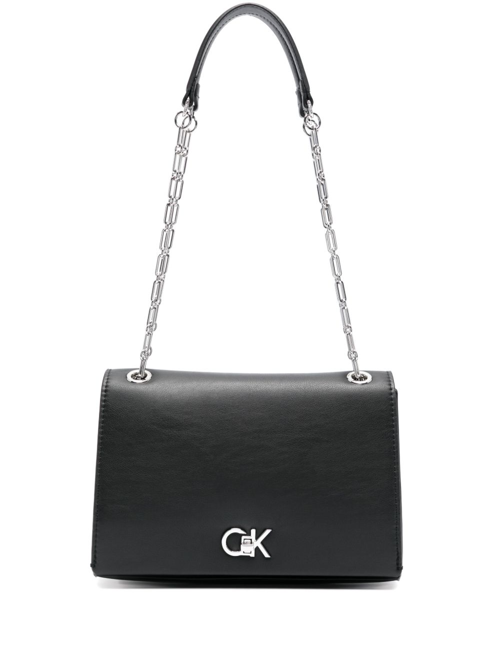 Calvin Klein logo标牌单肩包 - 黑色