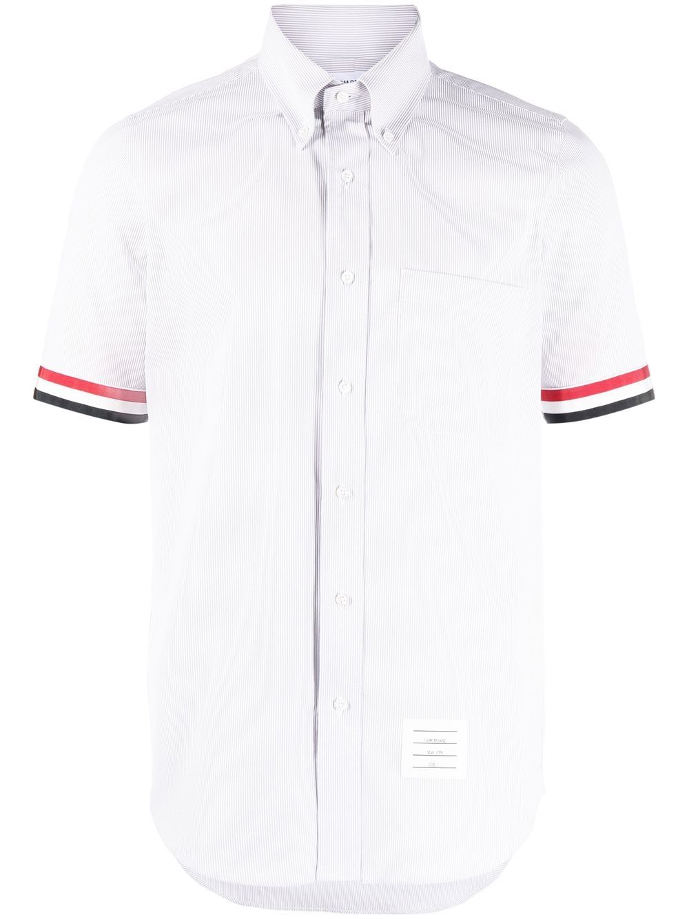 Thom Browne 红白蓝条纹棉短袖衬衫 - 灰色