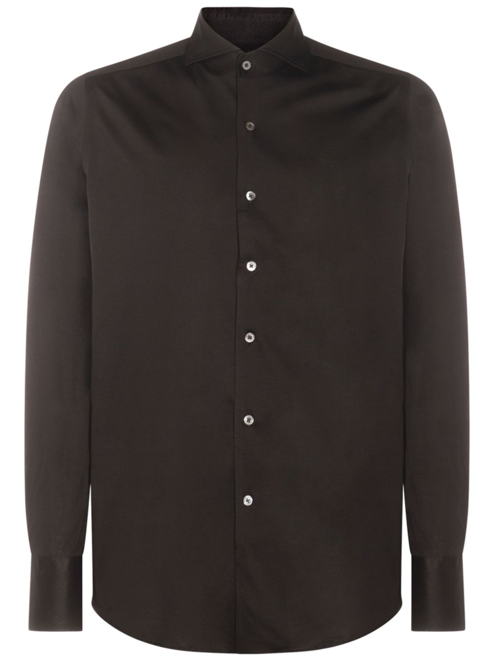 Canali 长袖棉衬衫 - 褐色