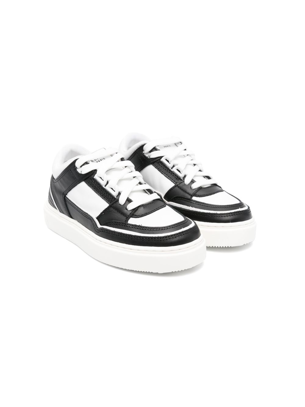 Balmain Kids 拼接皮质运动鞋 - 黑色