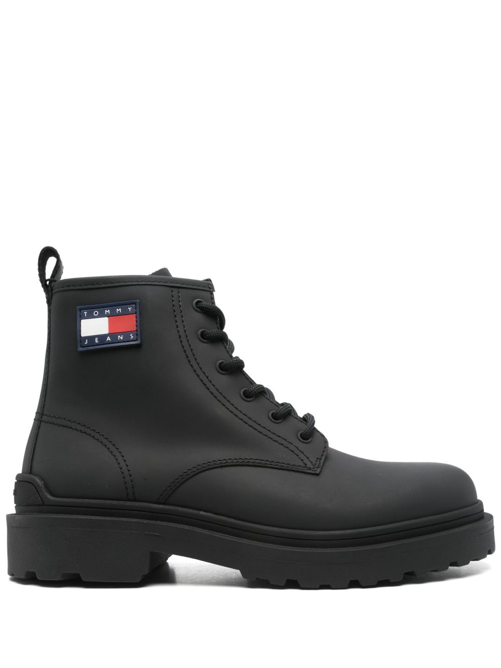 Tommy Jeans 系带皮靴 - 黑色