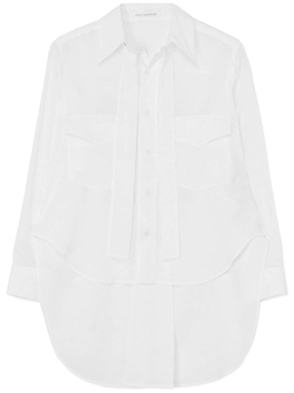 Yohji Yamamoto 长袖领带棉衬衫 - 白色