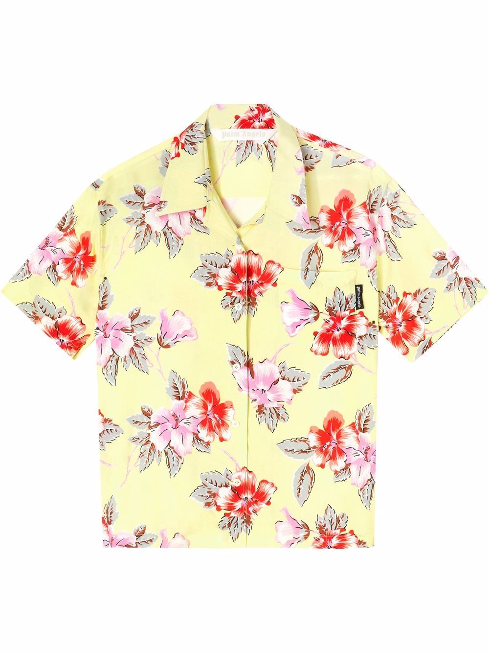 Palm Angels 木槿花印花短袖衬衫 - 黄色