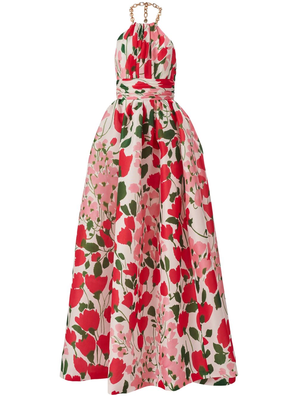 Carolina Herrera 花卉印花挂脖礼服 - 白色
