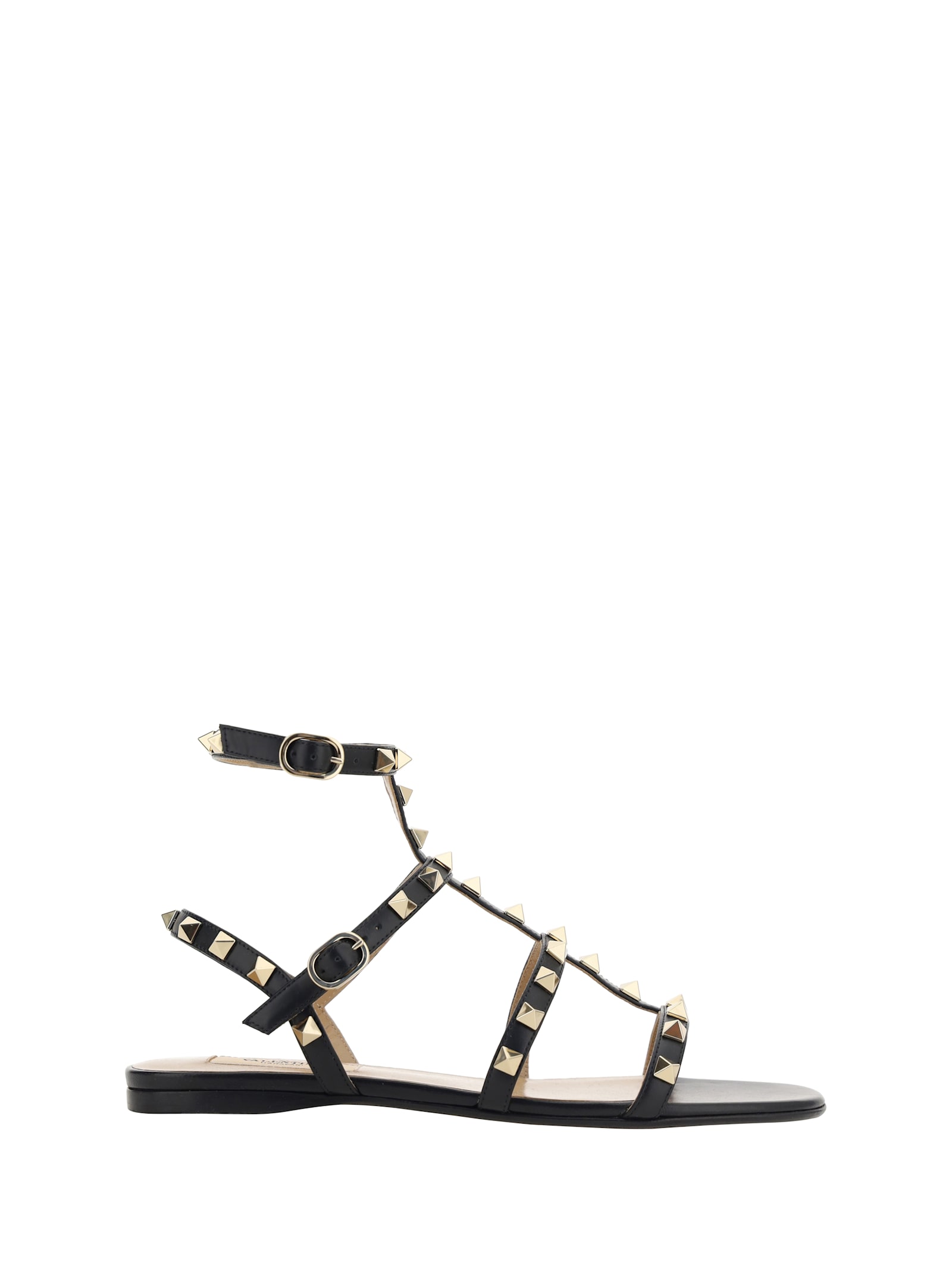 Valentino Garavani Black Leather Rockstud Sandals