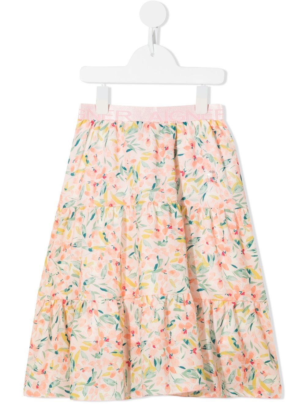 Aigner Kids A字花卉印花半身裙 - 彩色