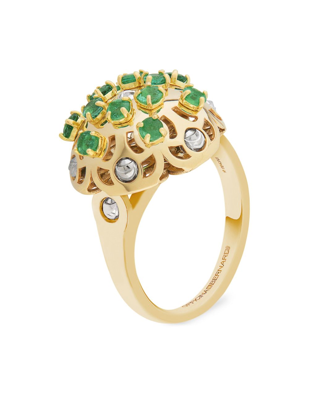 Officina Bernardi 18K黄金小号 Damasco 祖母绿宝石戒指 - 金色
