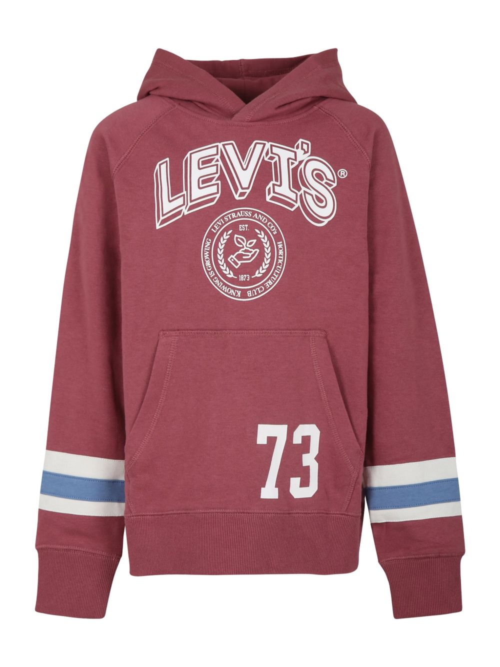 Levi's Kids 条纹细节连帽衫 - 红色