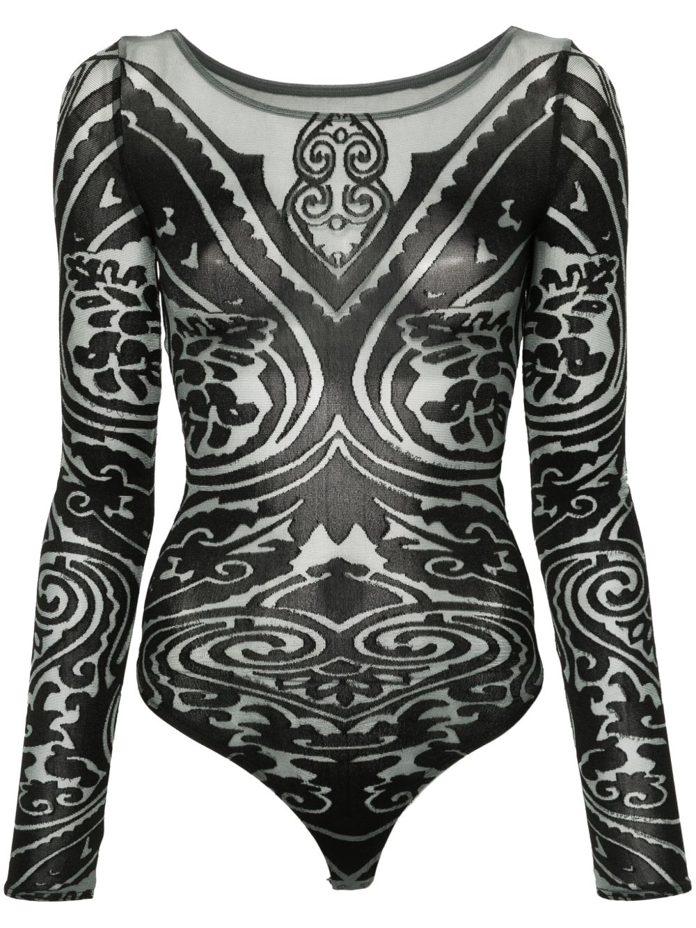 Wolford x ETRO Body Tattoo 连体紧身衣 - 灰色