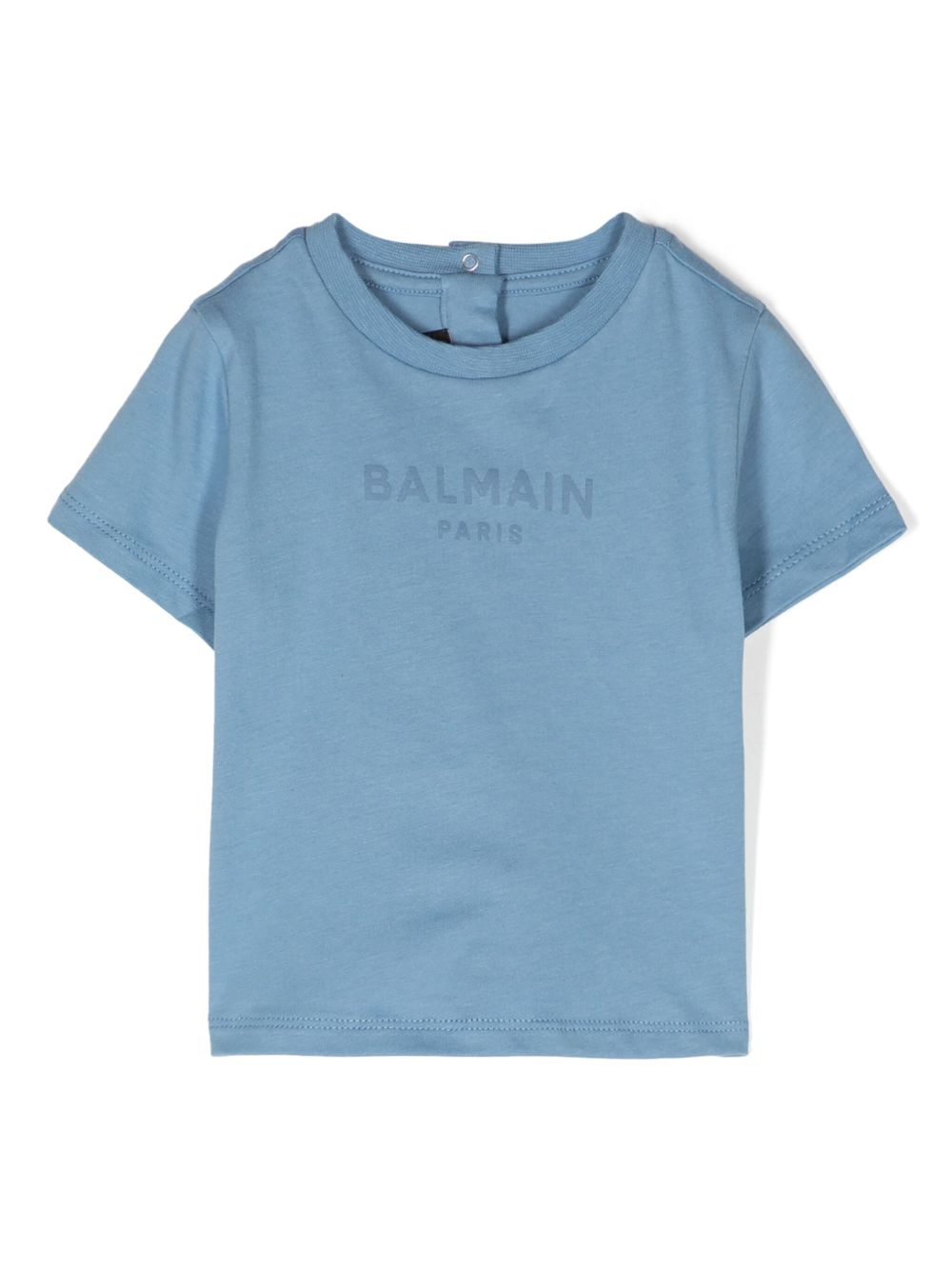 Balmain Kids logo印花棉T恤 - 蓝色