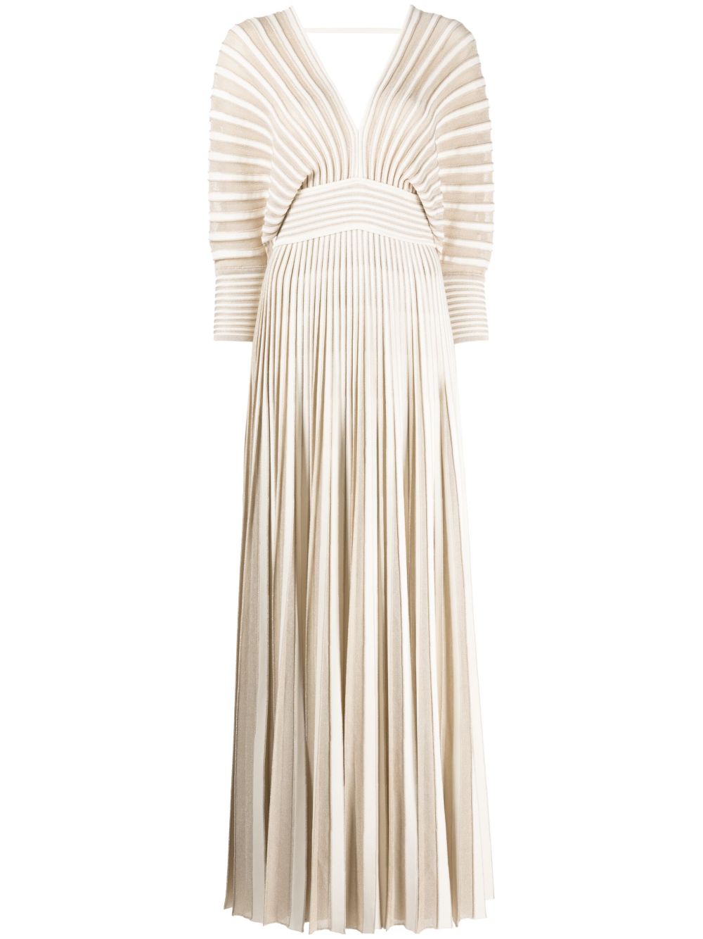 Elie Saab 百褶针织超长连衣裙 - 中性色