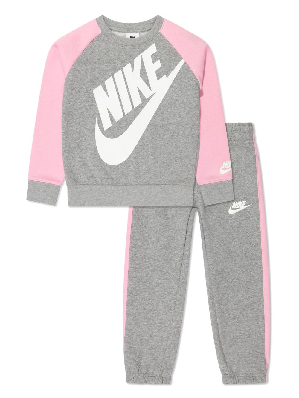 Nike Kids logo印花双色运动套装 - 灰色