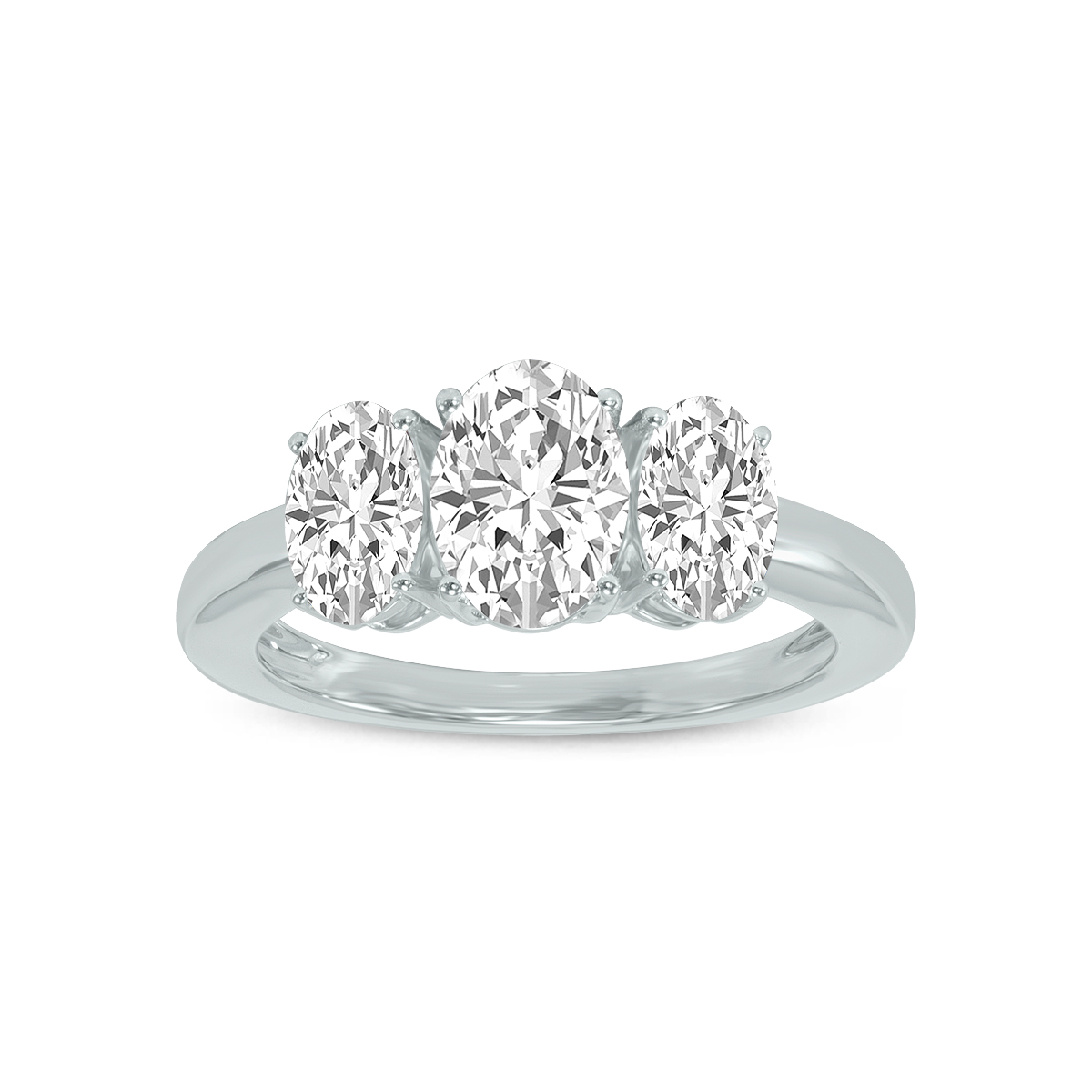 1.50 CTW Three Stone Oval Shape Lab Grown Diamond Ring in 14K White Gold