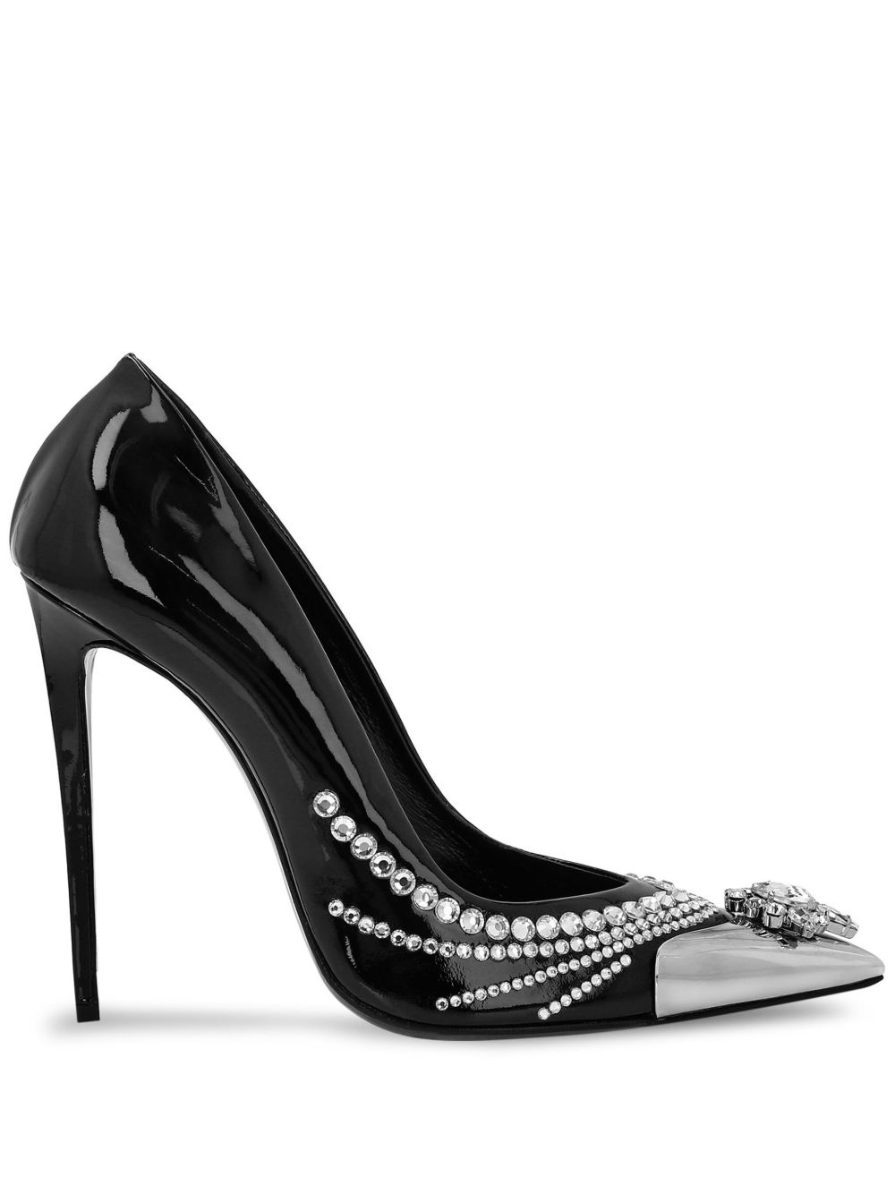 Philipp Plein 晶饰亮面皮质高跟鞋 - 黑色