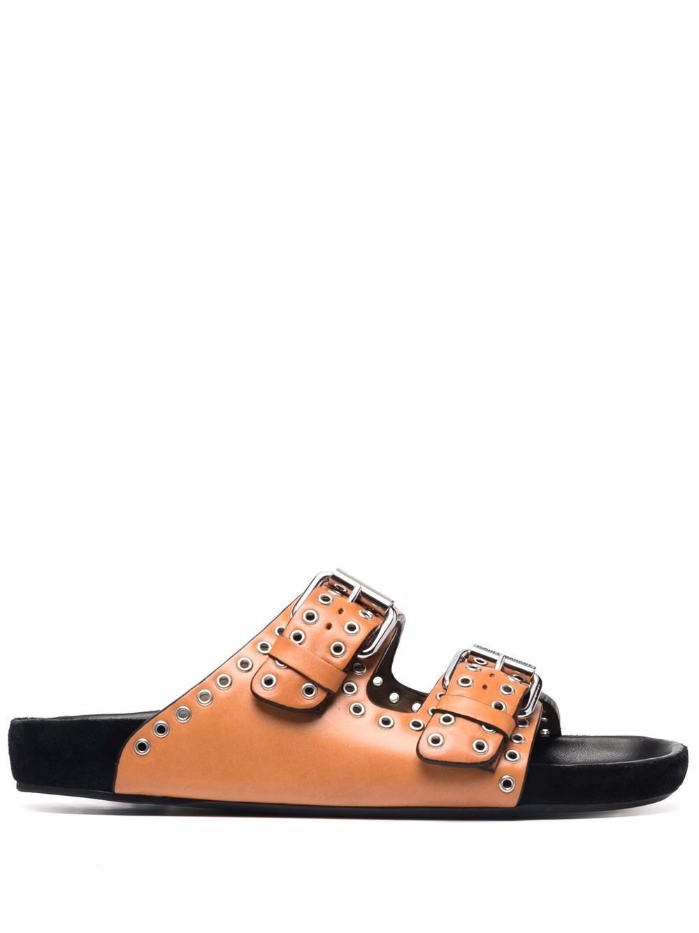 ISABEL MARANT 孔眼缀饰皮质拖鞋 - 中性色