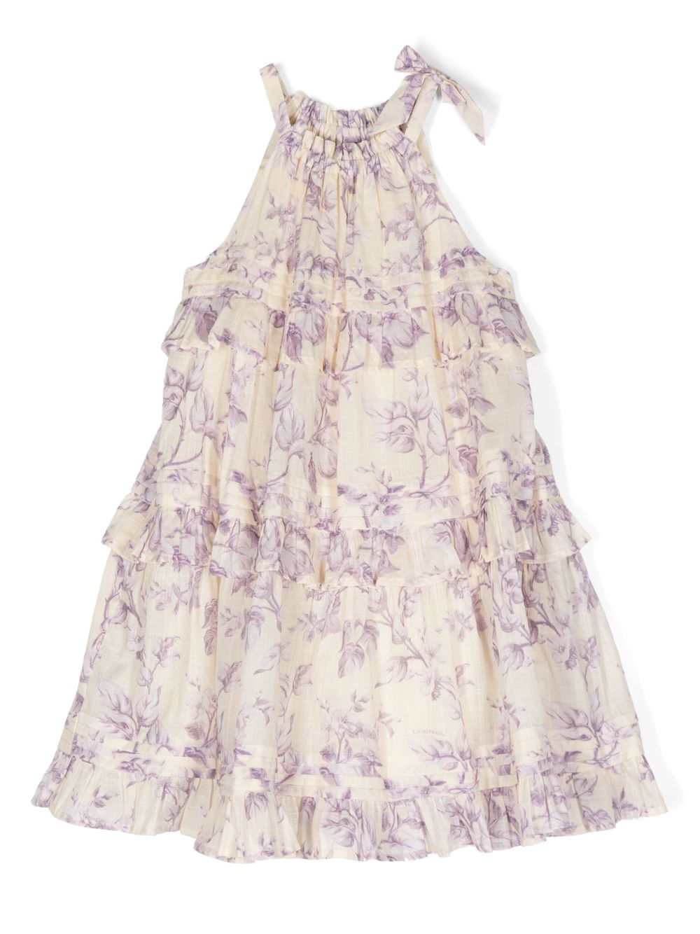 ZIMMERMANN Kids 花卉分层式棉连衣裙 - 中性色