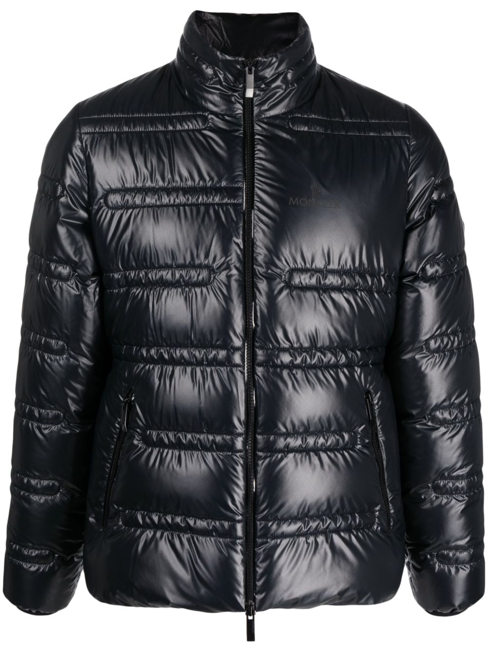 Moncler logo印花填充夹克 - 黑色
