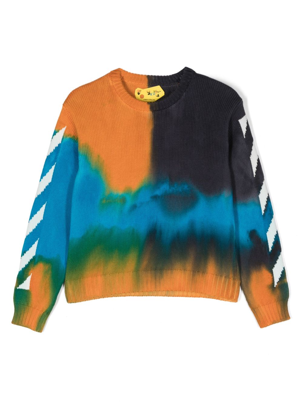 Off-White Kids logo印花棉卫衣 - 橘色