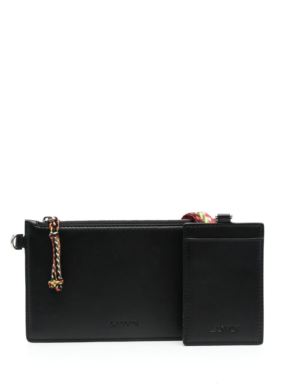 Lanvin logo凹面压花皮质手拿包 - 黑色