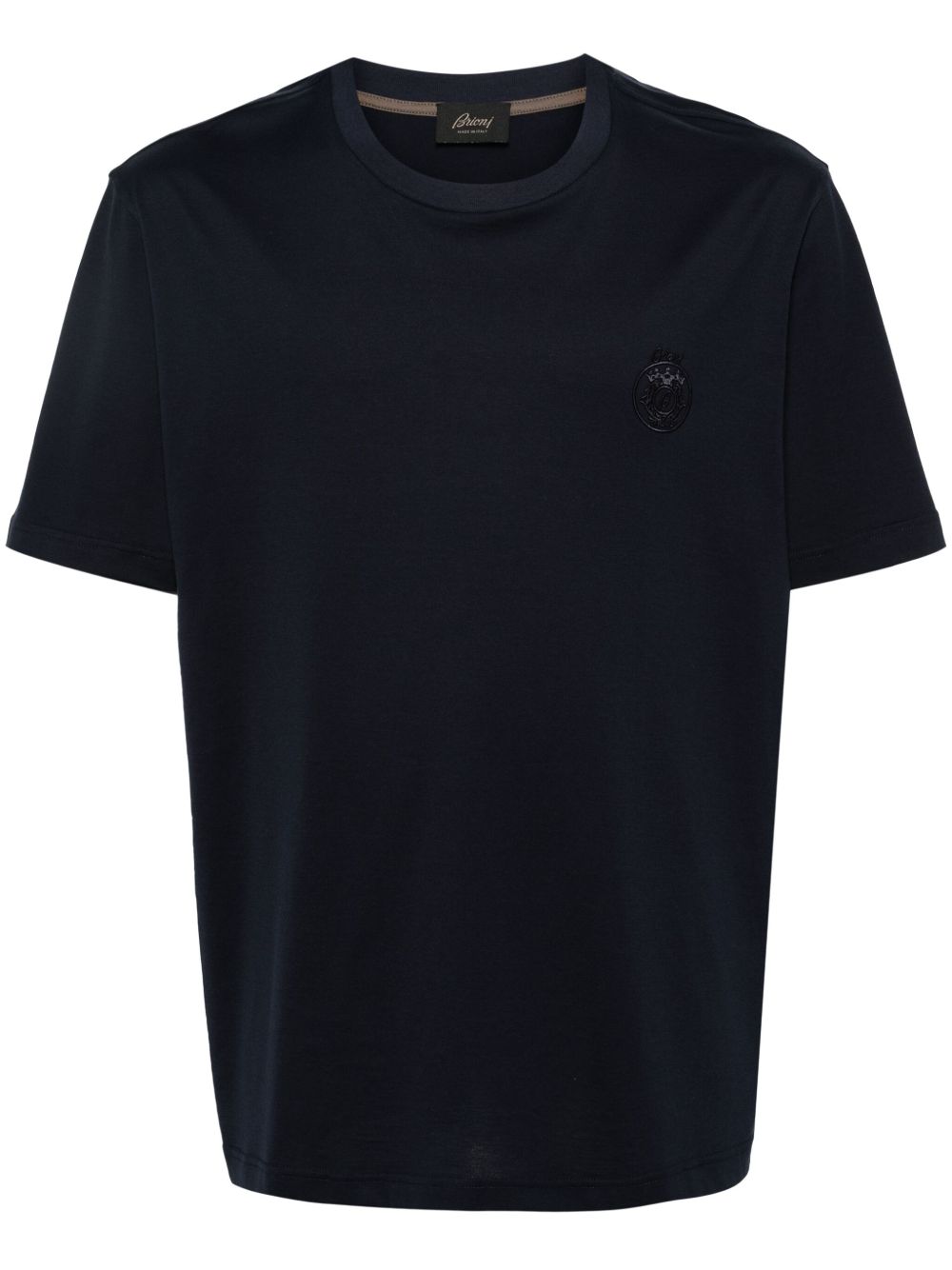 Brioni 刺绣logo棉T恤 - 蓝色