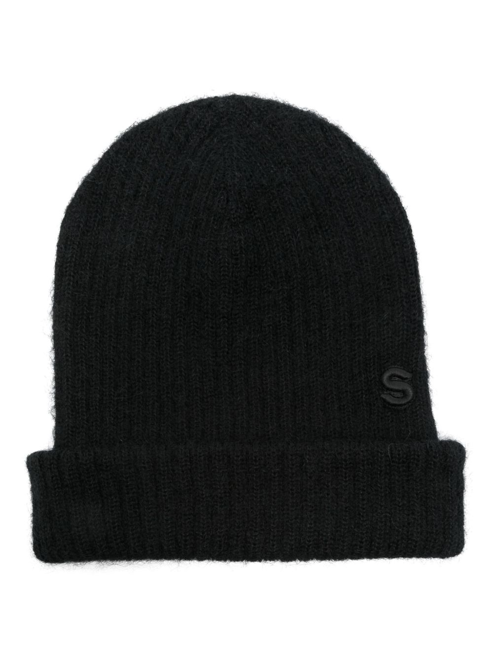 sacai brushed-finis beanie hat - 黑色