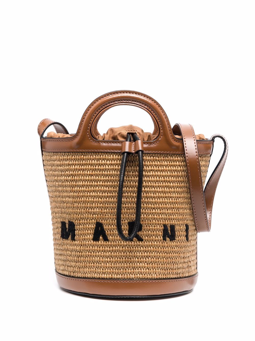 Marni Tropicalia logo刺绣水桶包 - 褐色