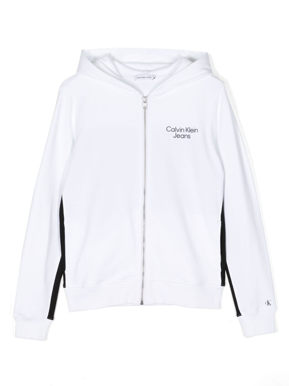 Calvin Klein Kids 拼色棉运动夹克 - 白色