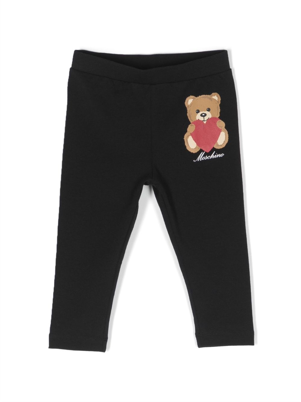 Moschino Kids Teddy Bear 印花棉打底裤 - 黑色