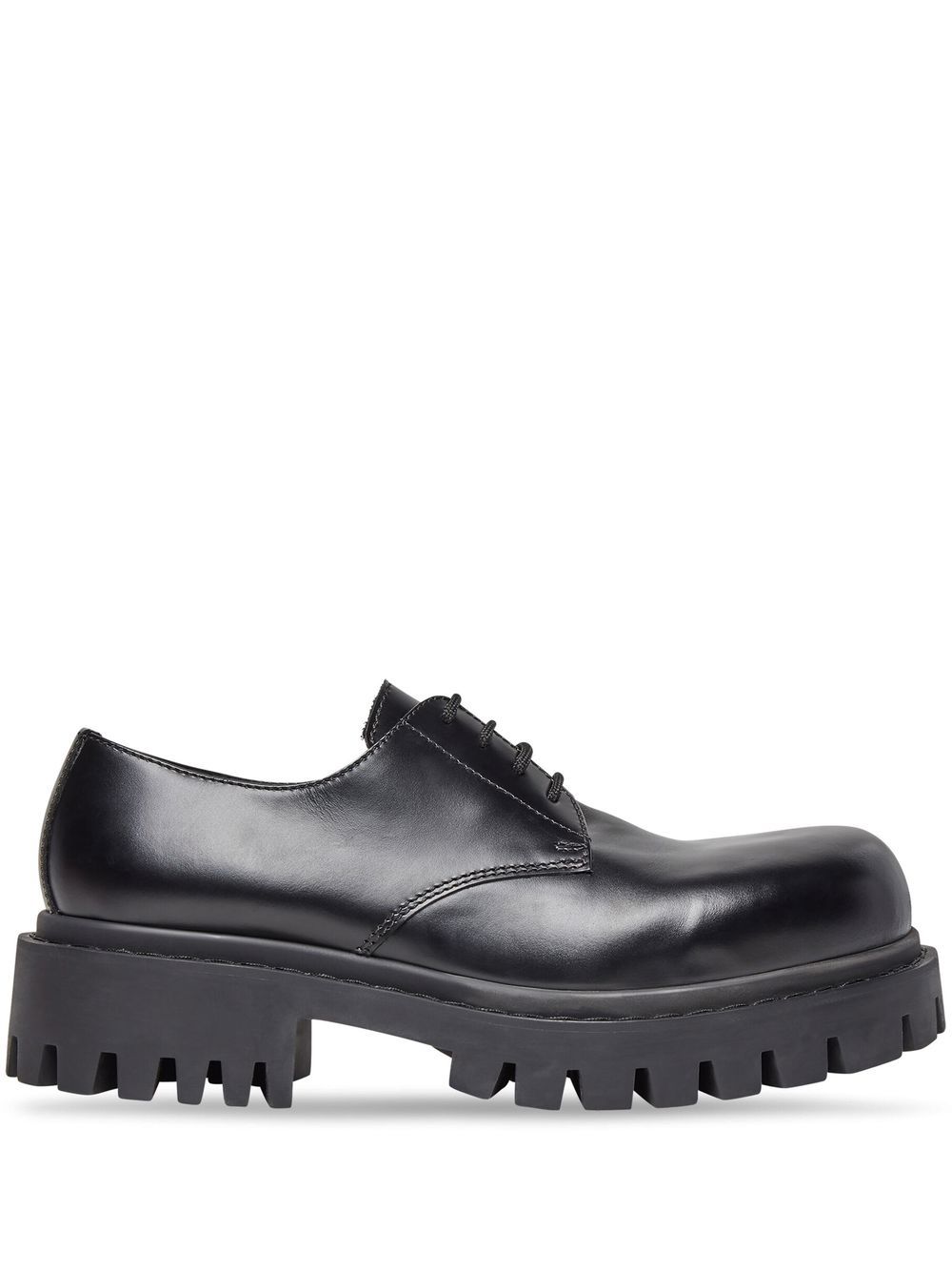 Balenciaga Sergent 皮质平底德比鞋 - 黑色