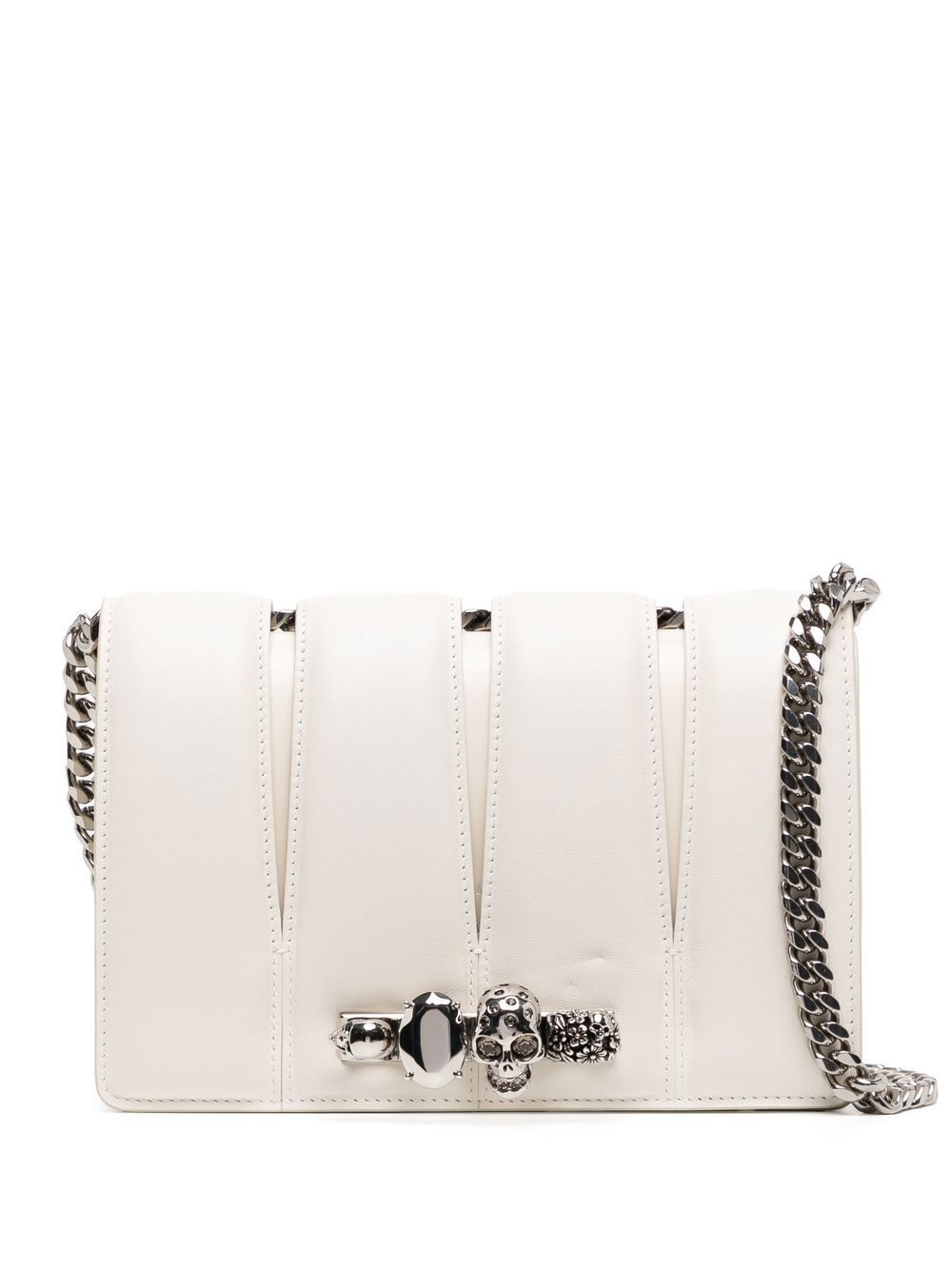 Alexander McQueen Slash 铆钉细节搭链斜挎包 - 白色