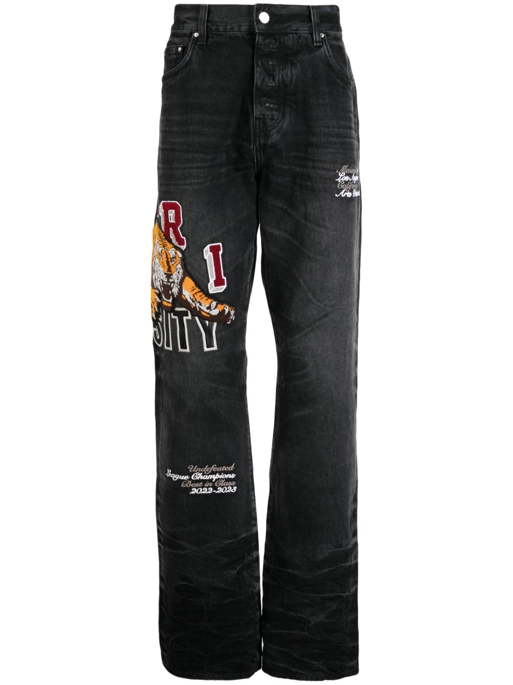 AMIRI Varsity Tiger 直筒牛仔裤 - 黑色