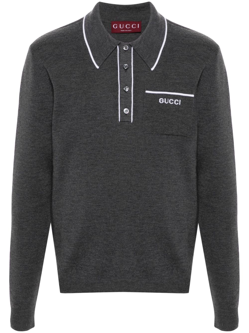 Gucci logo嵌花polo衫 - 灰色