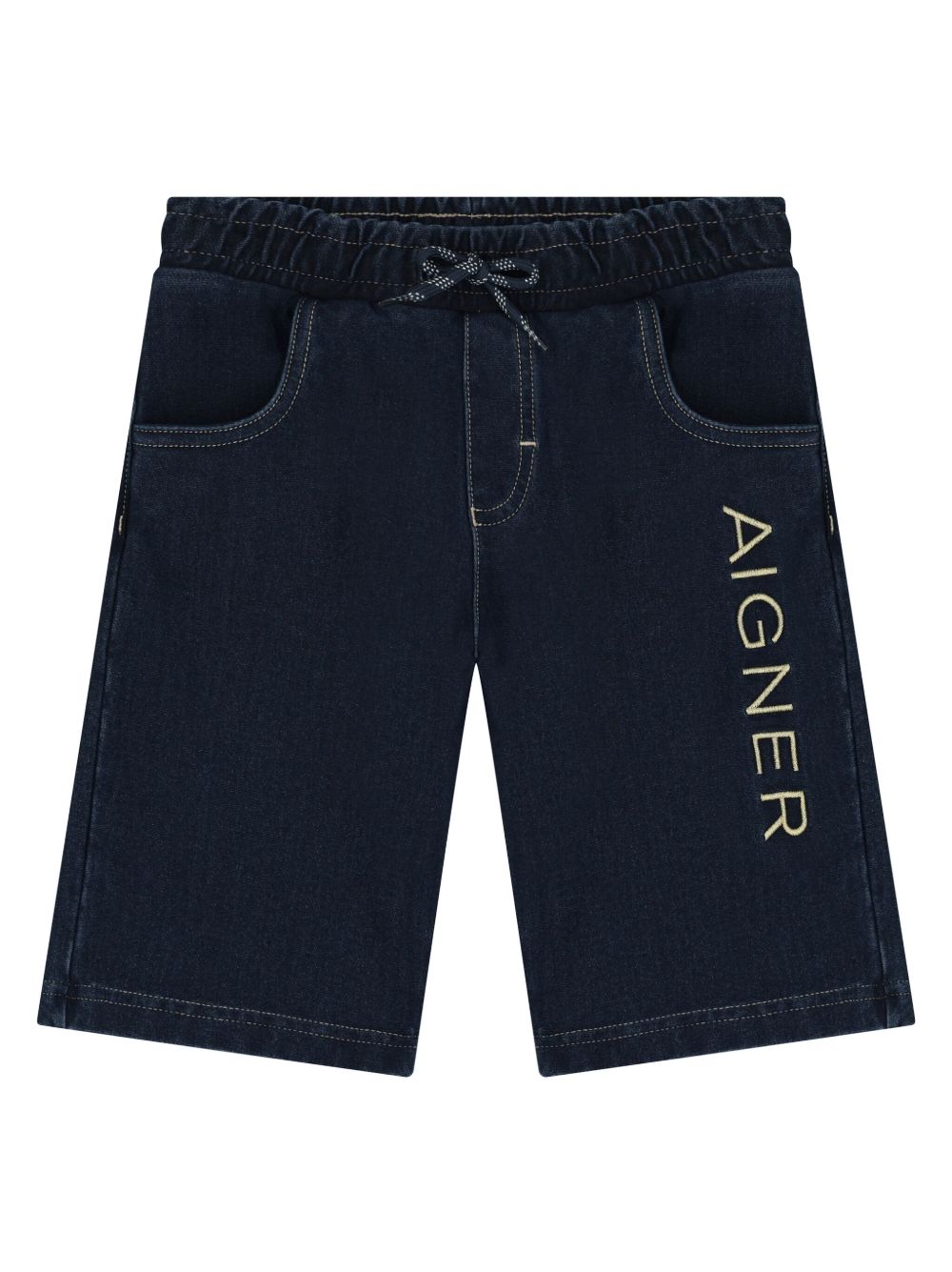 Aigner Kids logo刺绣牛仔短裤 - 蓝色