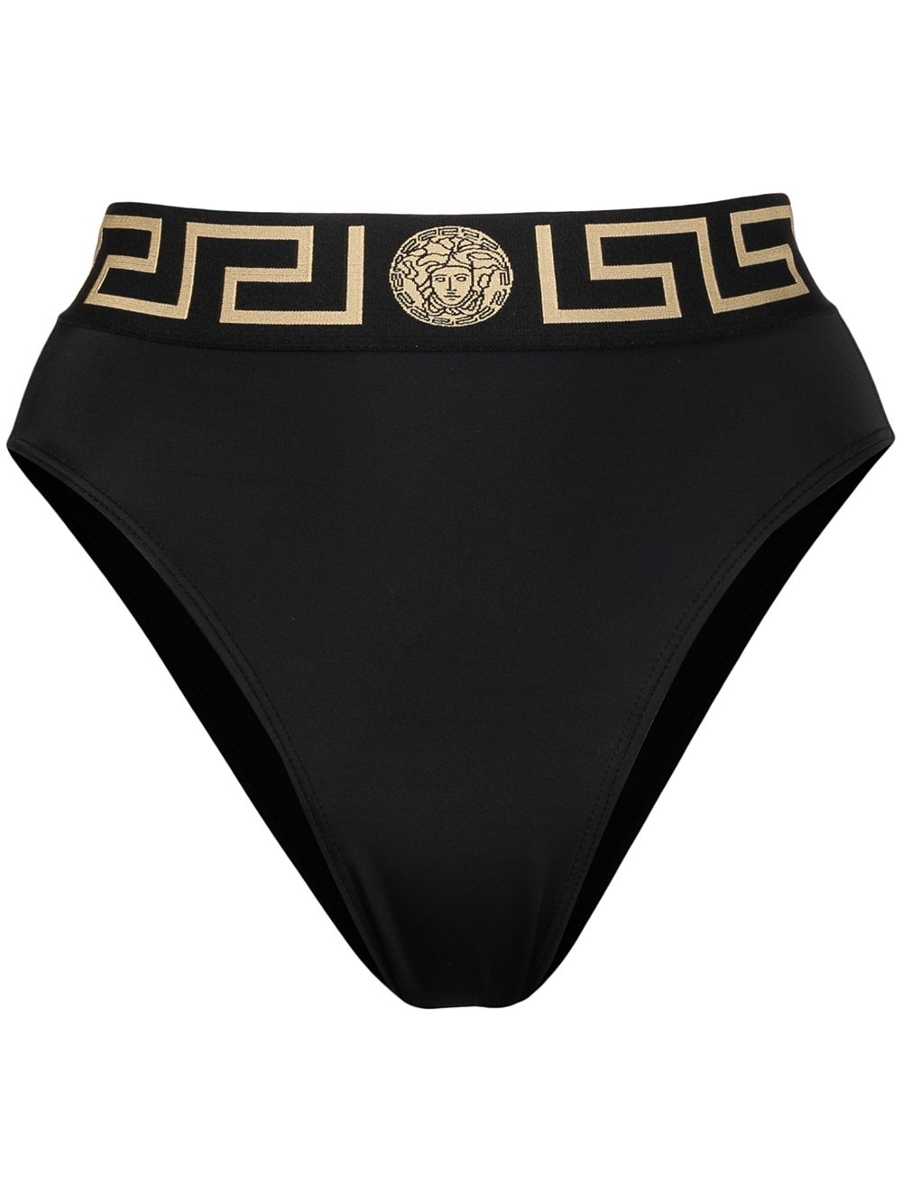 Versace Greca Border 高腰比基尼三角裤 - 黑色