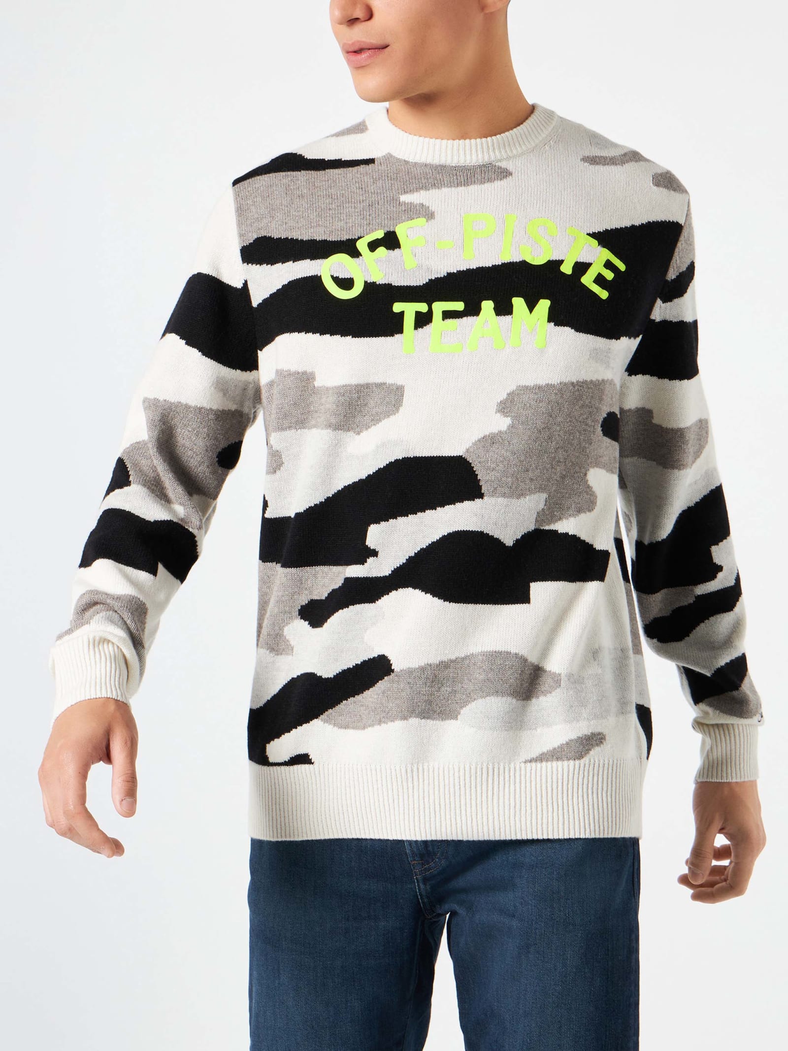 MC2 Saint Barth Man Sweater With Camouflage Off-piste Team Jacquard