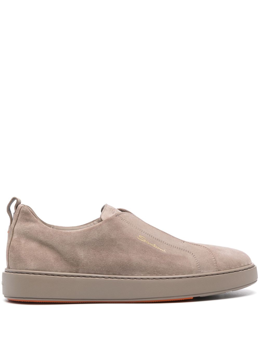 Santoni 套穿式绒面皮运动鞋 - 褐色
