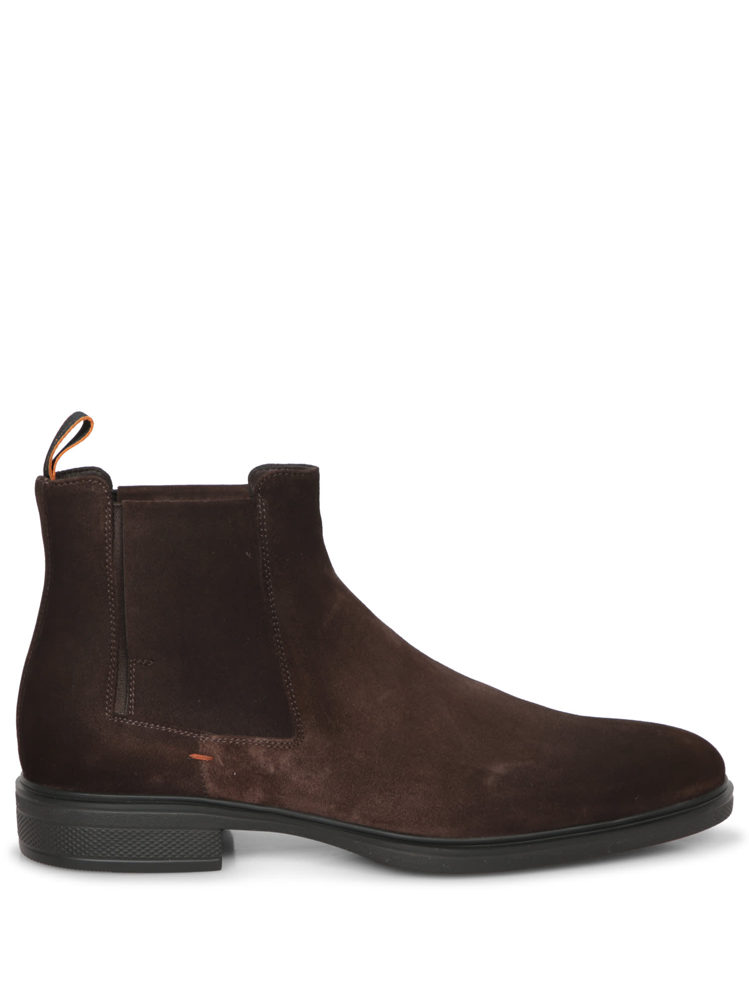 Santoni Easy Elast Suede Boot Dark Brown Tdm