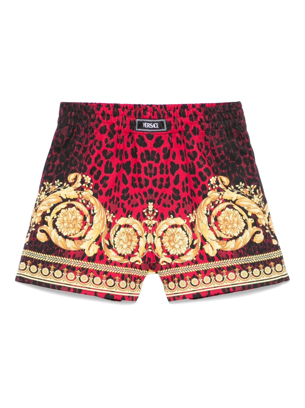 Versace Kids Barocco 印花短裤 - 绿色