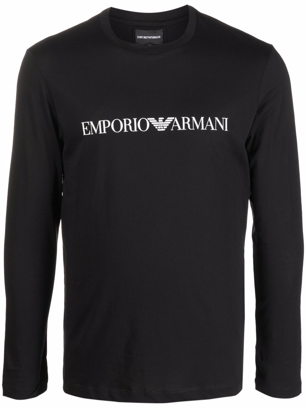 Emporio Armani logo印花长袖T恤 - 黑色