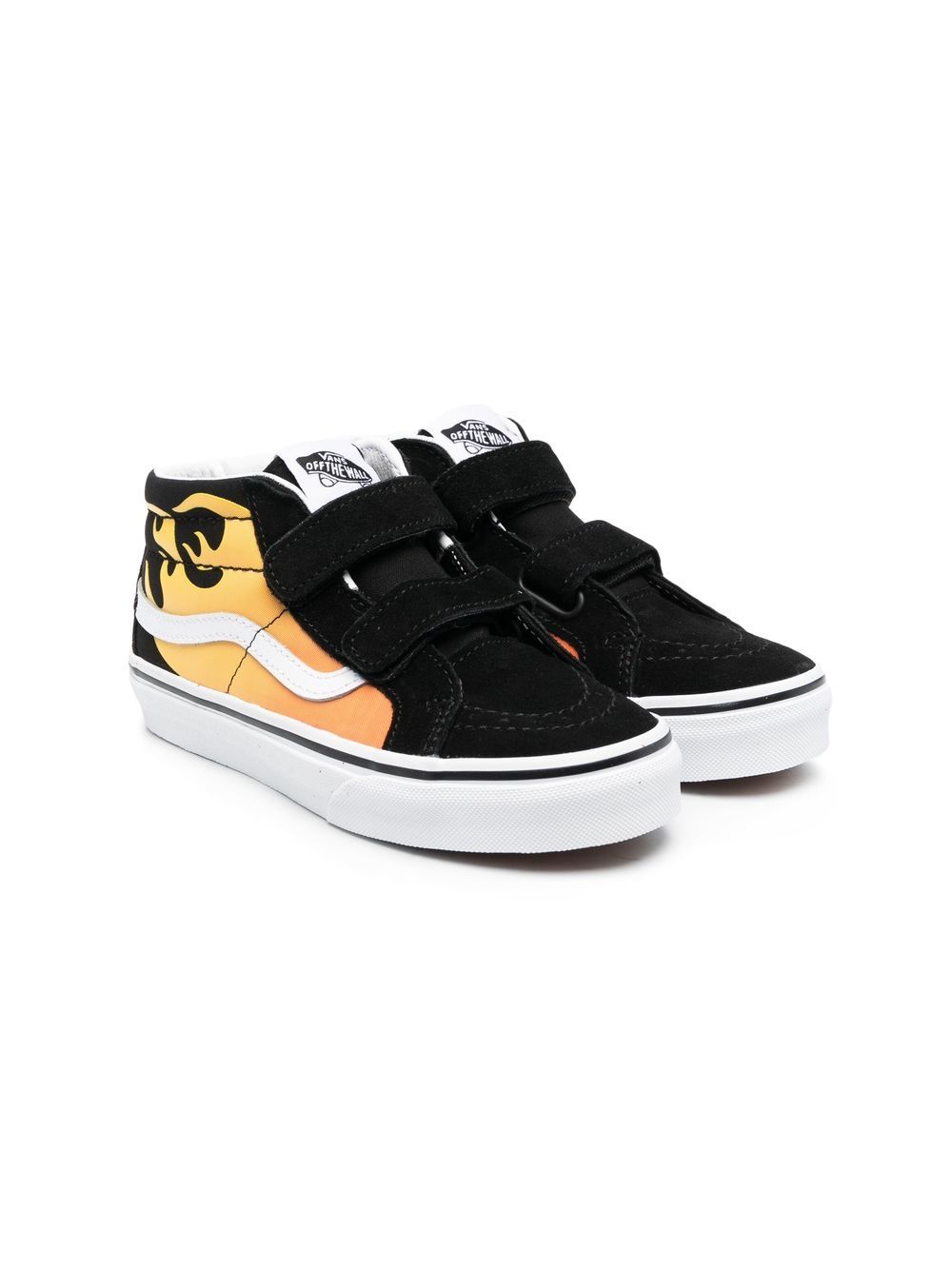 Vans Kids Old Skool 火焰印花运动鞋 - 黑色